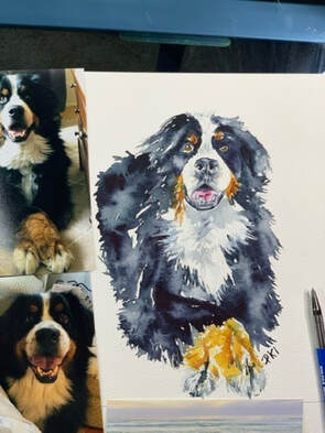 Patrizia K Ingram Art Watercolor Dog Portrait 